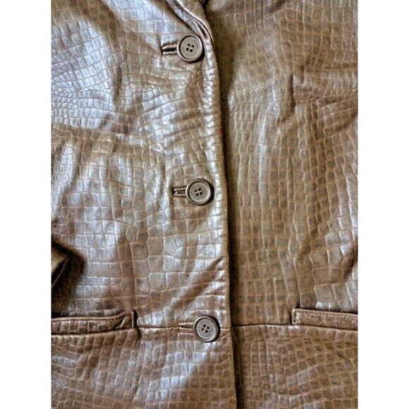 JONES NEW YORK Size Small Sz S Pebbled Leather BROWN Womens Jacket Coat - Picture 3 of 8